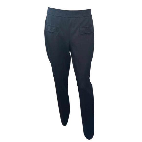 CHANEL Pants - Vintage 07A CHANEL FR-34 Straight Leg Wool Dress Pants Raw Edge Black 2007 CC